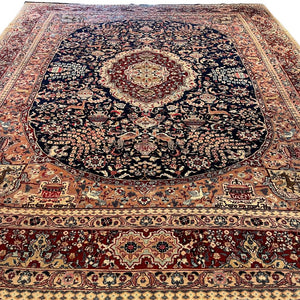 Persian Mashad Rug - 9'9" x 11'2" - Birds of Paradise - Vintage Rug